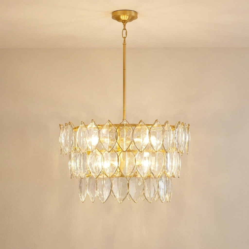 Amira 30-Inch 8-Light LED Chandelier Distressed Brass