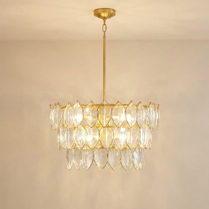 Amira 30-Inch 8-Light LED Chandelier Distressed Brass