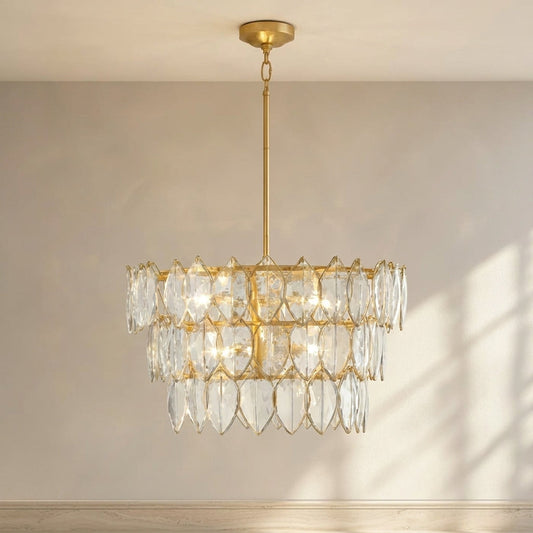 Amira 30-Inch 8-Light LED Chandelier Distressed Brass