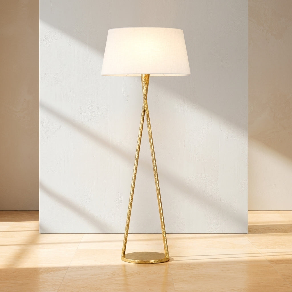 Cesta 60-Inch LED Sculpted Floor Lamp Gilded Iron by Ian K. Fowler