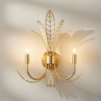Foliatura 18.5-Inch 2-Light Wall Sconce Antique Brass Off-White