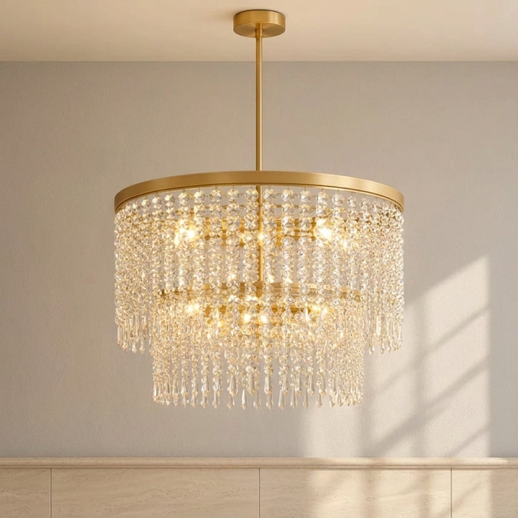 Rubina 30-Inch 12-Light LED Chandelier Burnished Gold