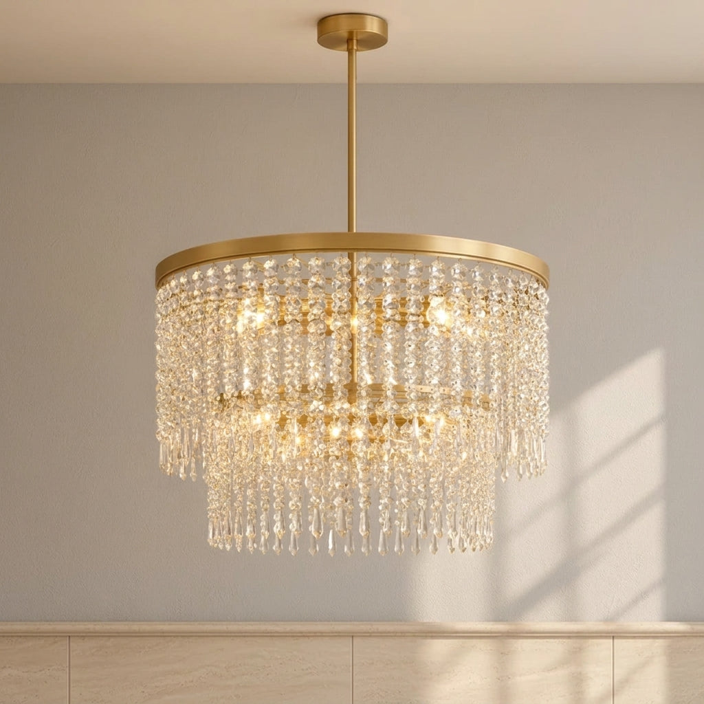 Rubina 30-Inch 12-Light LED Chandelier Burnished Gold