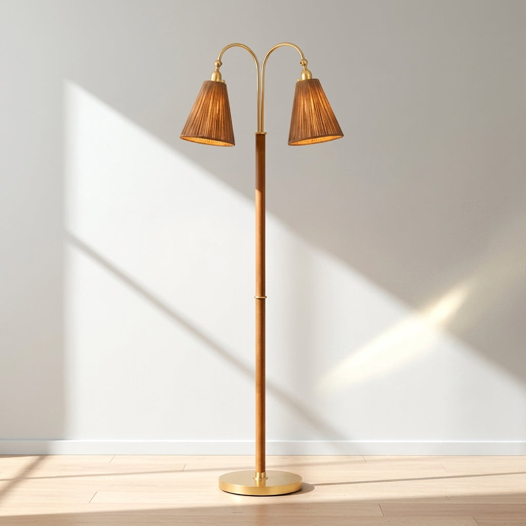 Ruthin 60-Inch 2-Light LED Floor Lamp Aged Brass by Hudson Valley