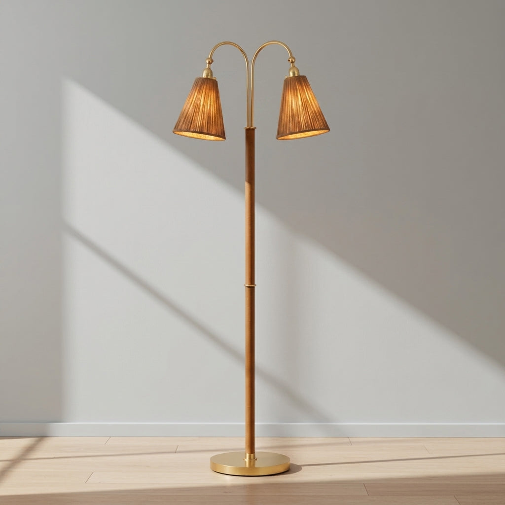 Ruthin 60-Inch 2-Light LED Floor Lamp Aged Brass by Hudson Valley