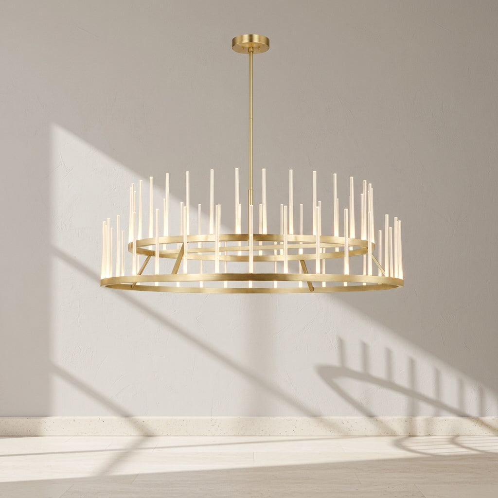 Sagrada 60-Inch 64-Light Two-Tier LED Chandelier Brass by Sean Lavin