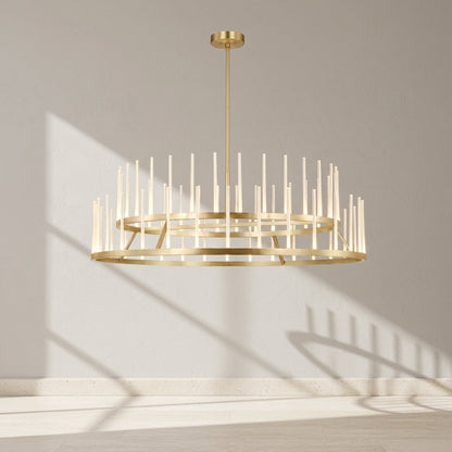 Sagrada 60-Inch 64-Light Two-Tier LED Chandelier Brass by Sean Lavin