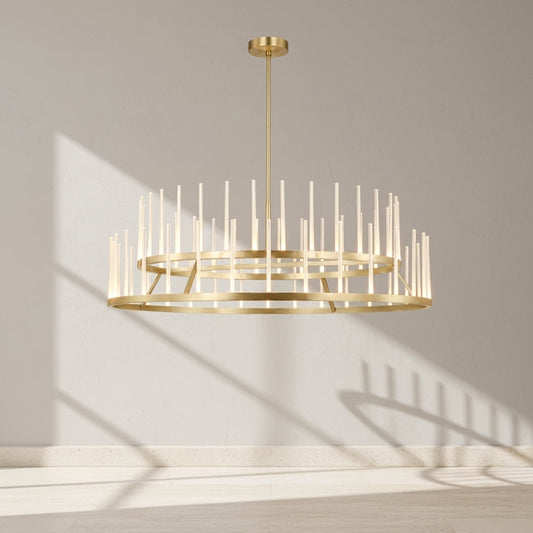 Sagrada 60-Inch 64-Light Two-Tier LED Chandelier Brass by Sean Lavin