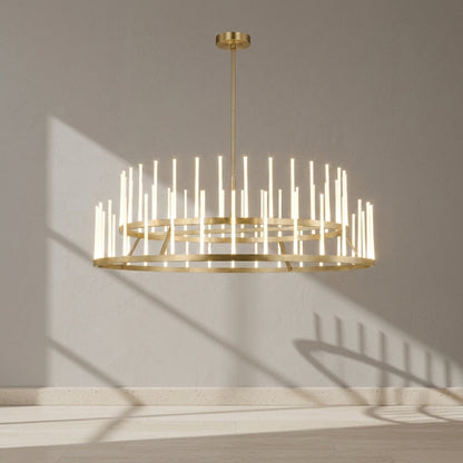 Sagrada 60-Inch 64-Light Two-Tier LED Chandelier Brass by Sean Lavin